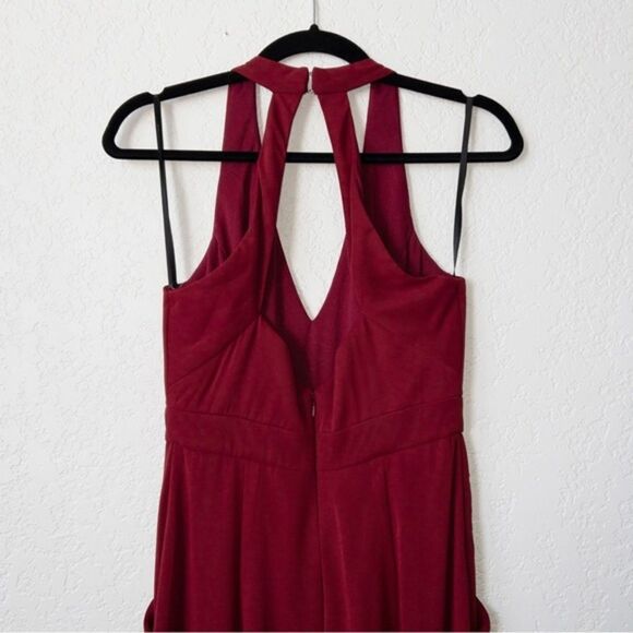 NWT Dessy Collection Burgundy Backless Pleated Front Jumpsuit Size 0 - Picture 10 of 10